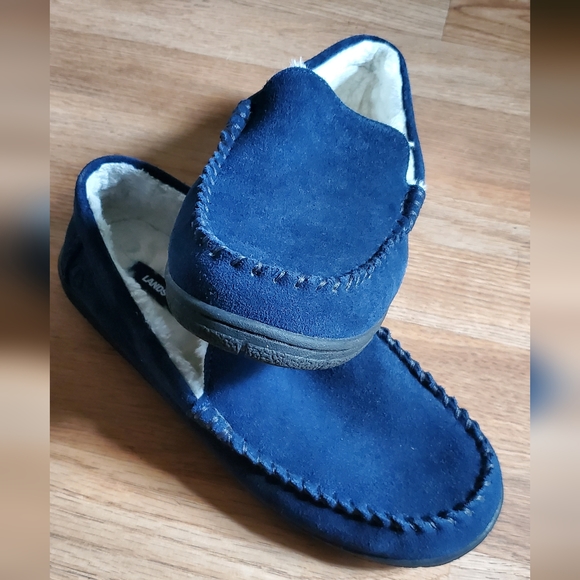 LANDS'END Shoes Lands End Mens Suede Leather Moccasin Slippers